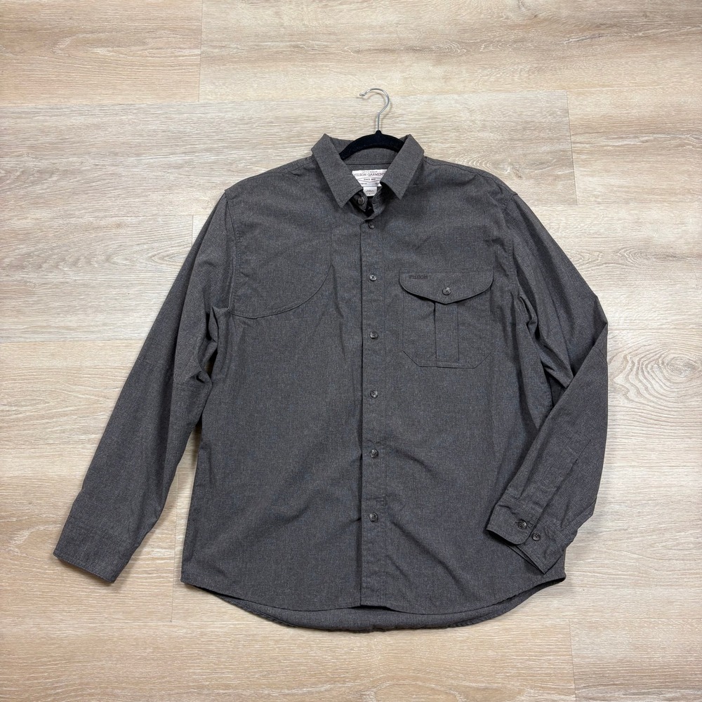 Filson Long Sleeve Button Down Shirt Men's Large Color Brown - Picture 1 of 7